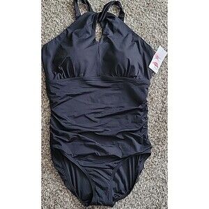 Lands End Multi Way 1-PC Swimsuit XL 18 Tummy Control Black Slimming S202